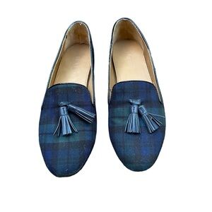 J Crew Blackwatch Plaid Tassel Smoking Flat Loafer